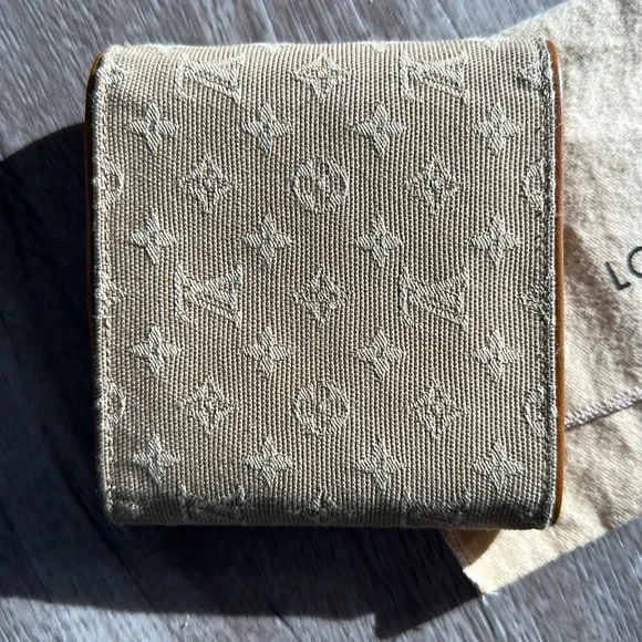 Louis Vuitton beige monogram Mini Lin Canvas Compact wallet